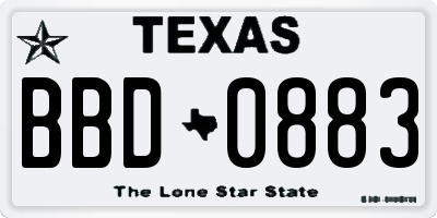 TX license plate BBD0883