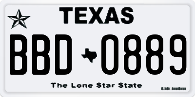 TX license plate BBD0889