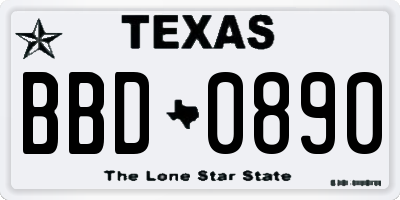 TX license plate BBD0890