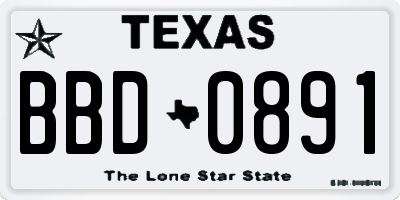 TX license plate BBD0891