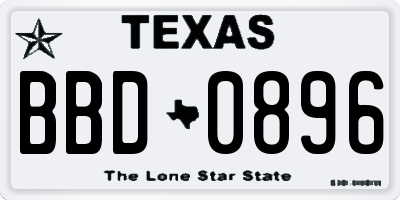 TX license plate BBD0896