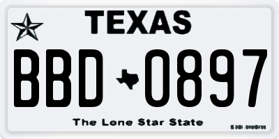 TX license plate BBD0897