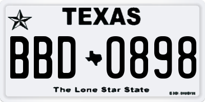 TX license plate BBD0898