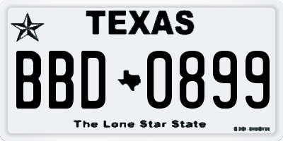 TX license plate BBD0899