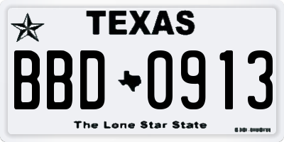 TX license plate BBD0913