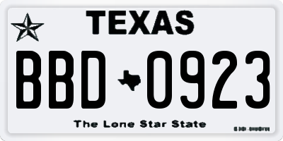 TX license plate BBD0923