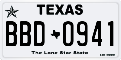 TX license plate BBD0941