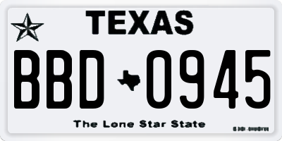 TX license plate BBD0945