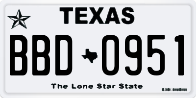 TX license plate BBD0951
