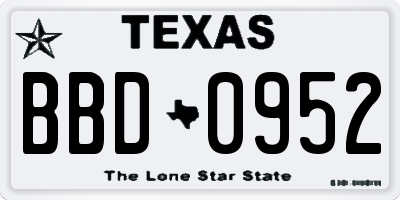 TX license plate BBD0952