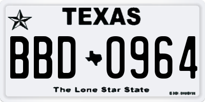 TX license plate BBD0964