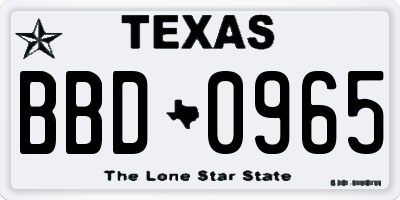 TX license plate BBD0965