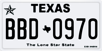 TX license plate BBD0970