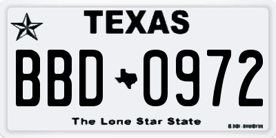 TX license plate BBD0972