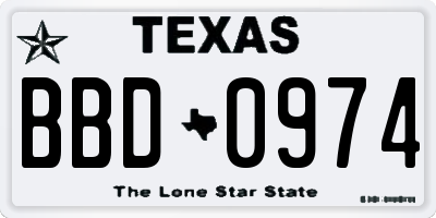 TX license plate BBD0974