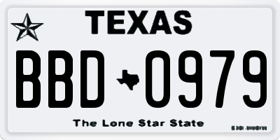 TX license plate BBD0979