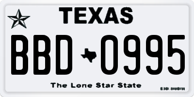 TX license plate BBD0995