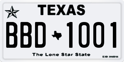 TX license plate BBD1001