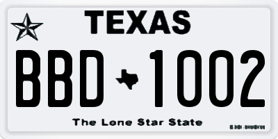 TX license plate BBD1002