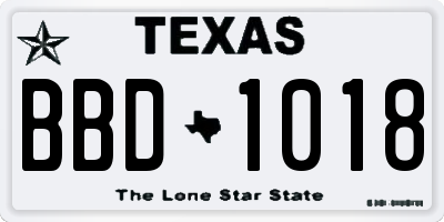 TX license plate BBD1018