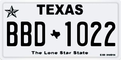 TX license plate BBD1022