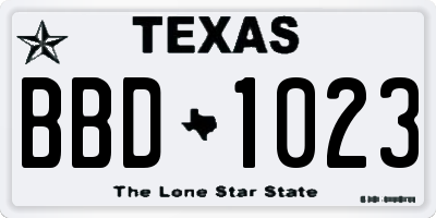 TX license plate BBD1023