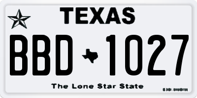 TX license plate BBD1027