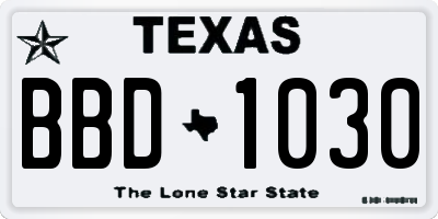 TX license plate BBD1030