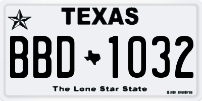 TX license plate BBD1032