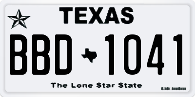 TX license plate BBD1041