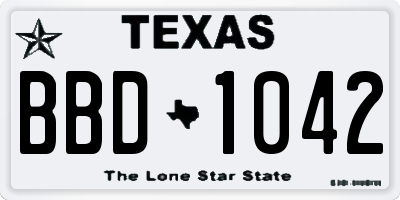 TX license plate BBD1042