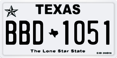 TX license plate BBD1051