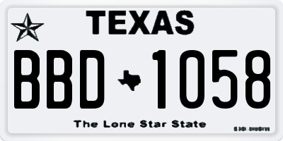 TX license plate BBD1058
