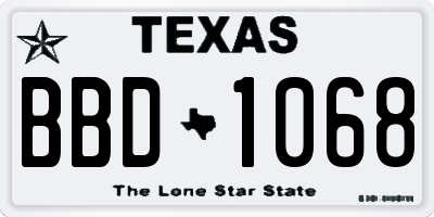 TX license plate BBD1068