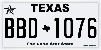 TX license plate BBD1076