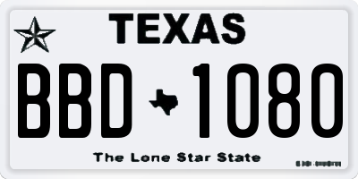 TX license plate BBD1080