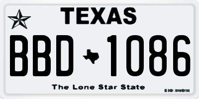TX license plate BBD1086