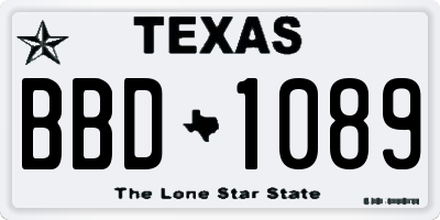 TX license plate BBD1089