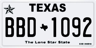 TX license plate BBD1092