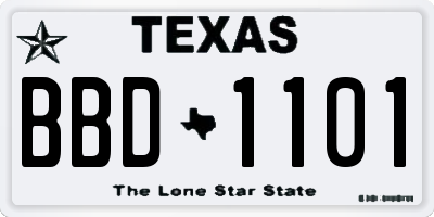 TX license plate BBD1101