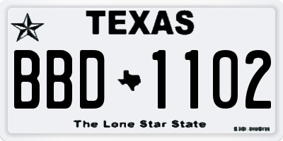 TX license plate BBD1102