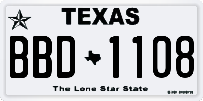 TX license plate BBD1108