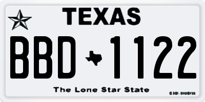 TX license plate BBD1122