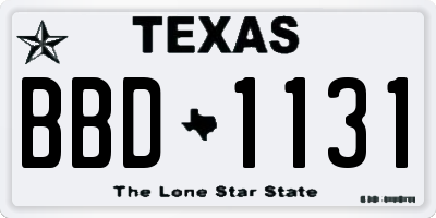 TX license plate BBD1131