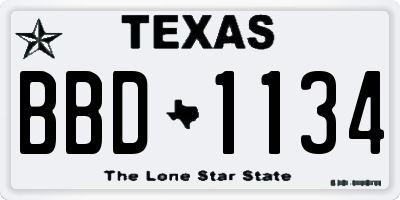 TX license plate BBD1134