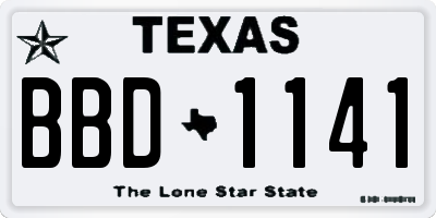 TX license plate BBD1141