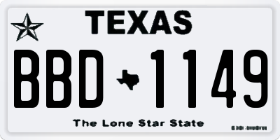 TX license plate BBD1149