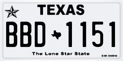 TX license plate BBD1151