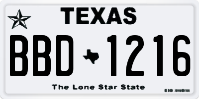 TX license plate BBD1216