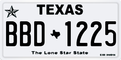 TX license plate BBD1225